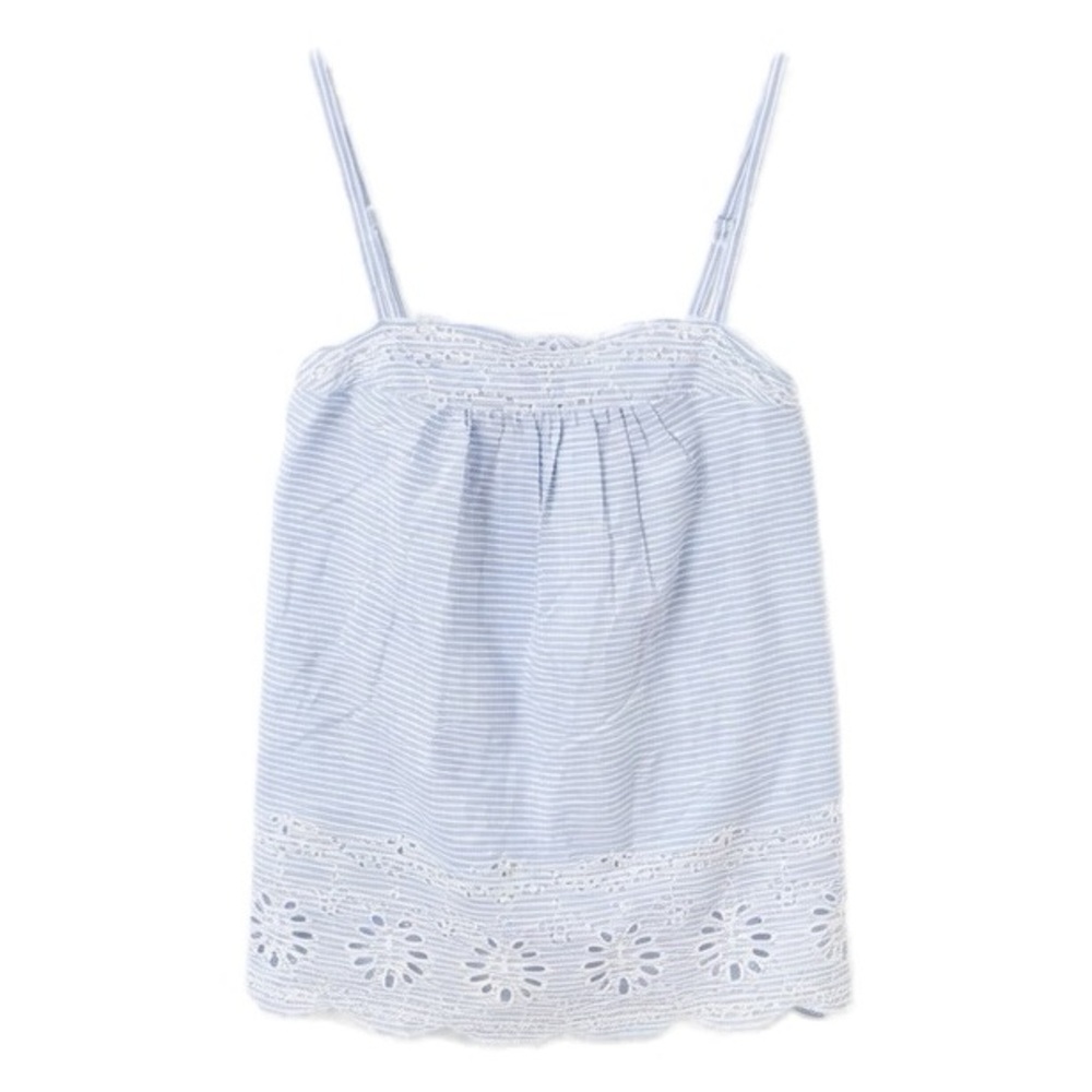 NWT Tabitha Webb Sleepwear Striped Cotton Camisole Eyelet Trims Hem/Neckline